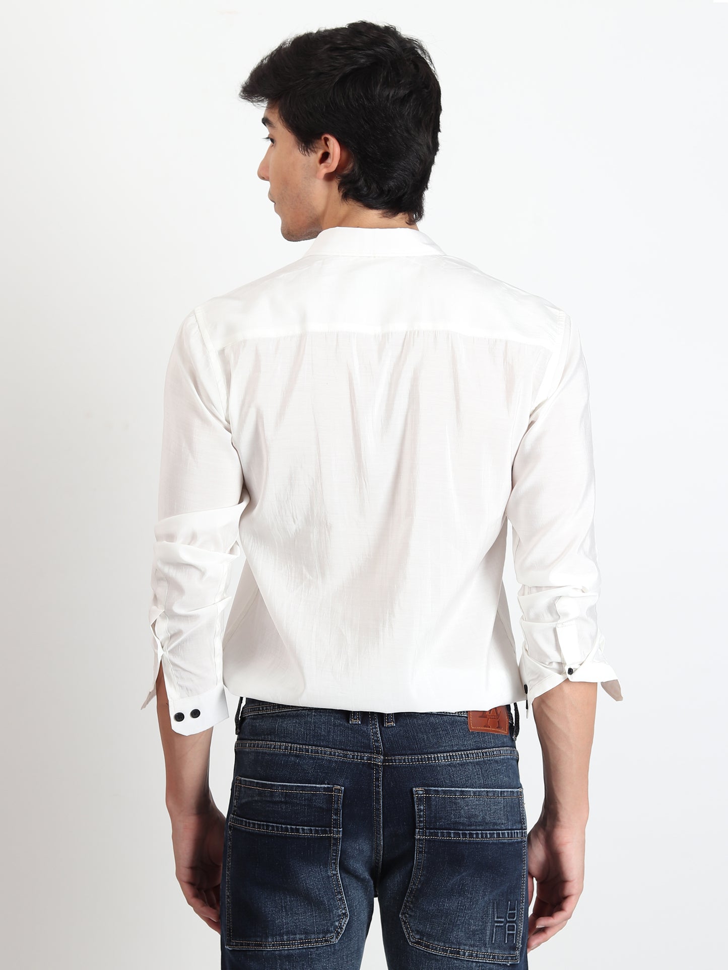 WHITE SOLID SLIM FIT SHIRT