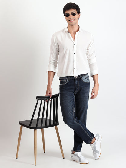 WHITE SOLID SLIM FIT SHIRT