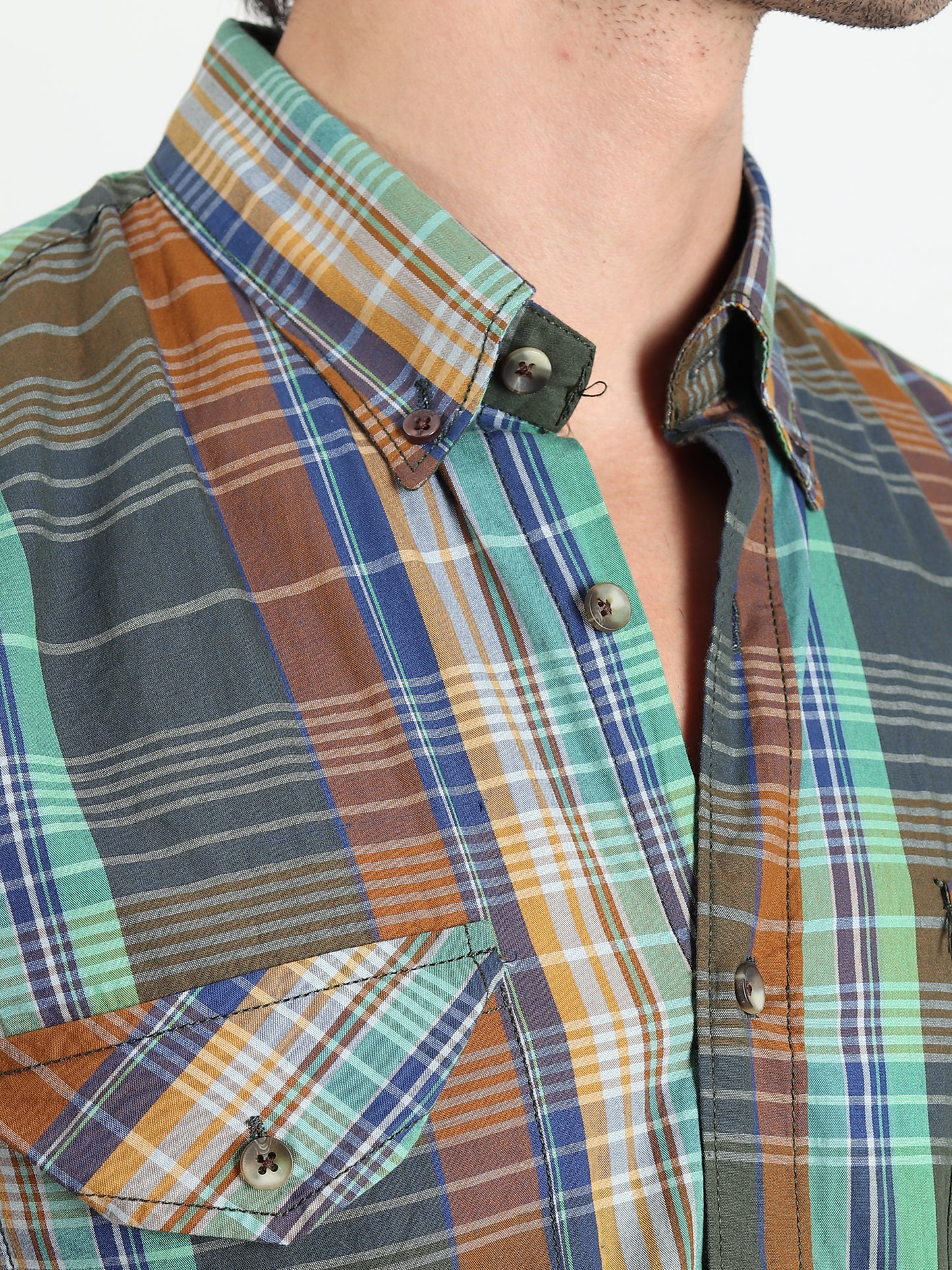 DARK GREEN CHECKS SLIM FIT SHIRT