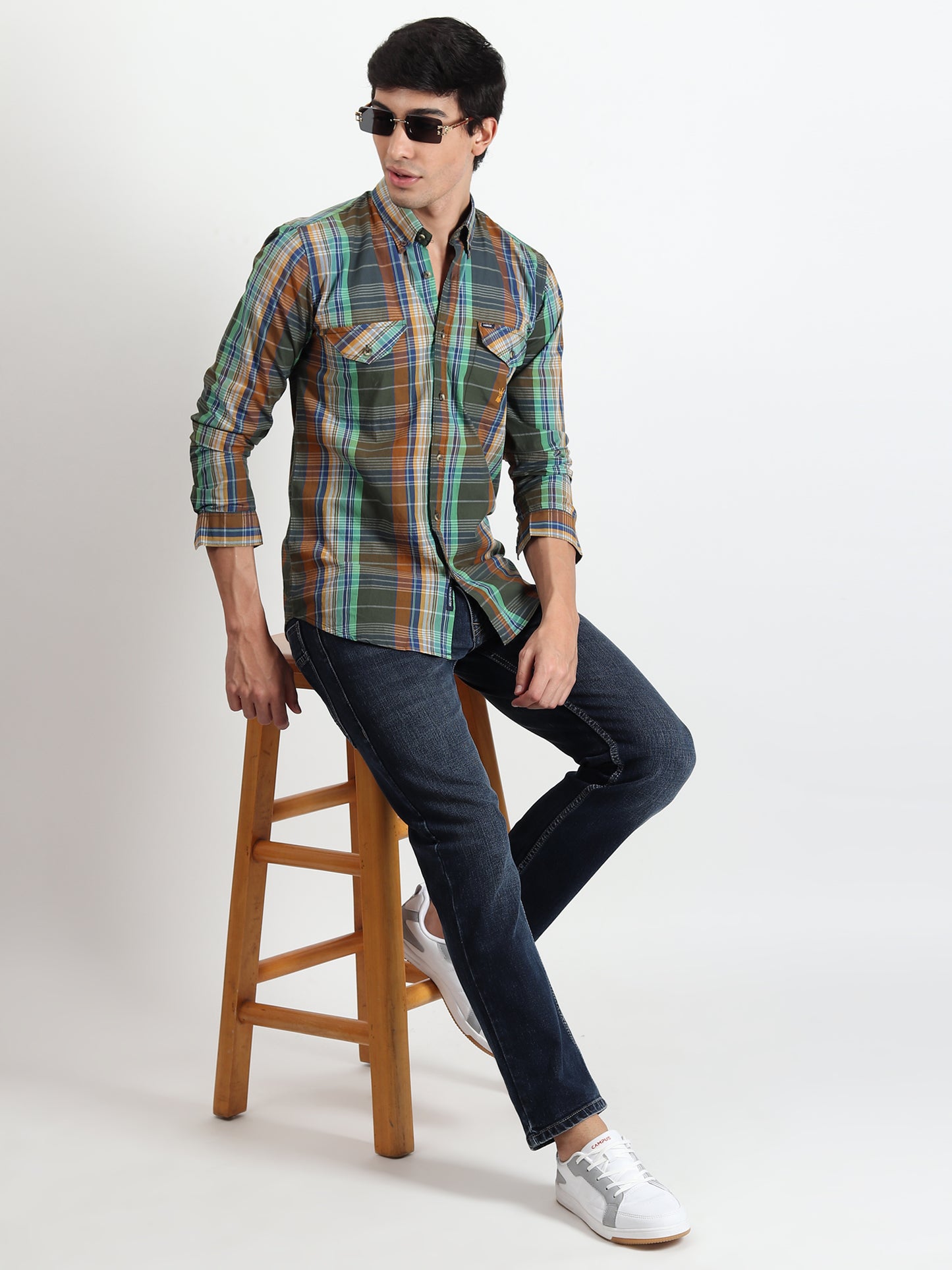 DARK GREEN CHECKS SLIM FIT SHIRT