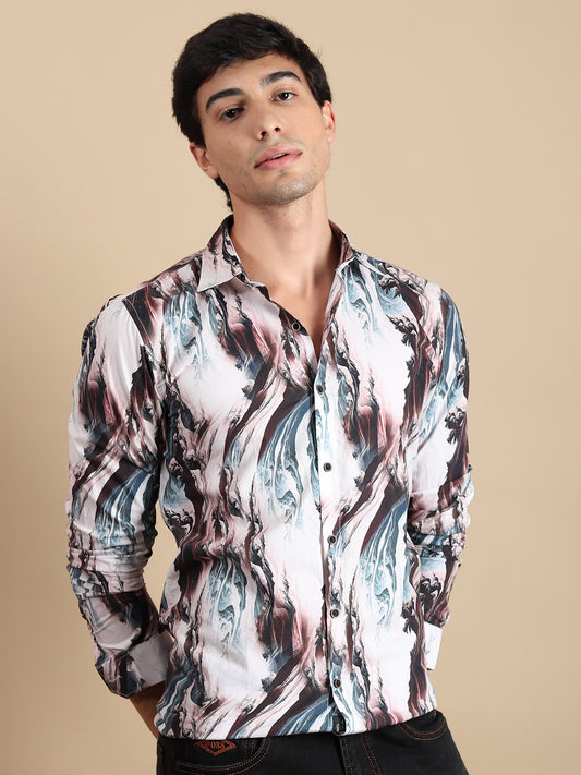 MULTI ABSTRACT SLIM FIT SHIRT