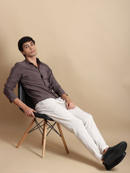 DARK GREY SOLID SLIM FIT SHIRT