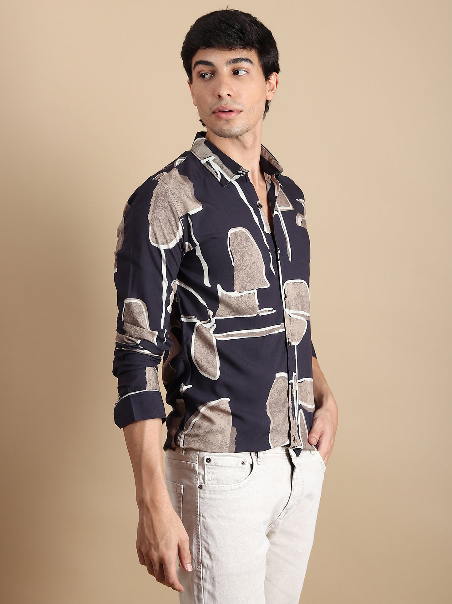 BLACK ABSTRACT SLIM FIT SHIRT