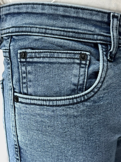 ICE BLUE COMFORT FIT DENIM CARGO PANTS