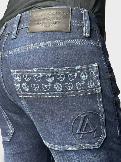 Men's Navy Blue Straight Fit Denim Jeans