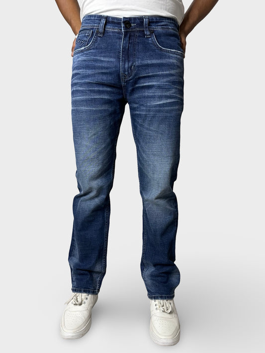 Men's Straight Fit Fade Blue Stretch Denim Jeans
