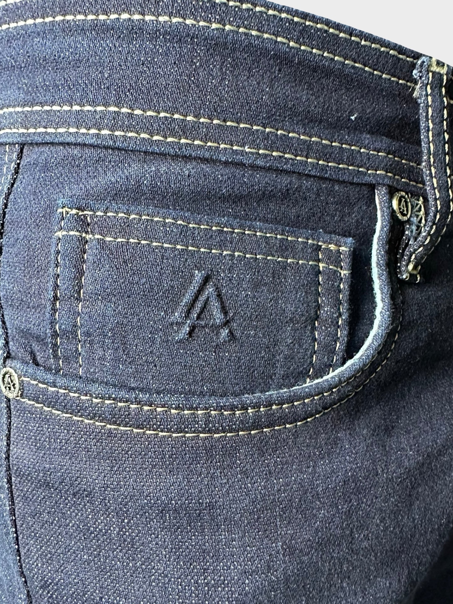 Men's Navy Blue Comfort Fit Raw Denim Jeans