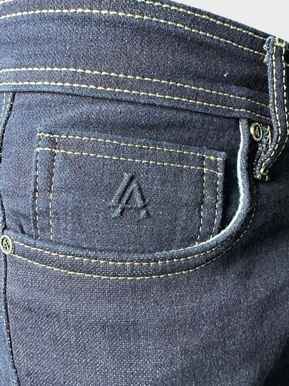 Men's Navy Blue Comfort Fit Raw Denim Jeans