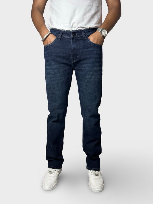 Men's Straight Fit Dark Blue Stretch Denim Jeans