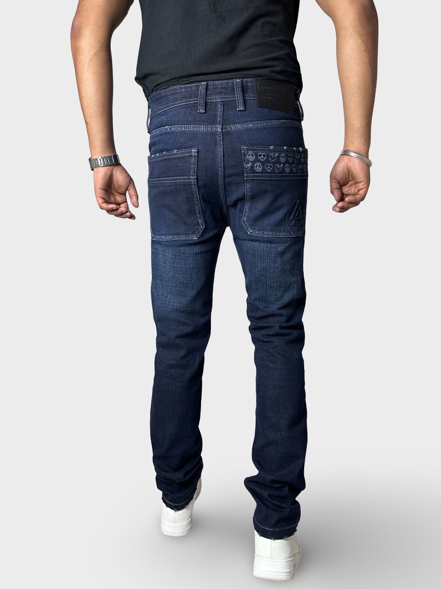 Men's Navy Blue Straight Fit Denim Jeans
