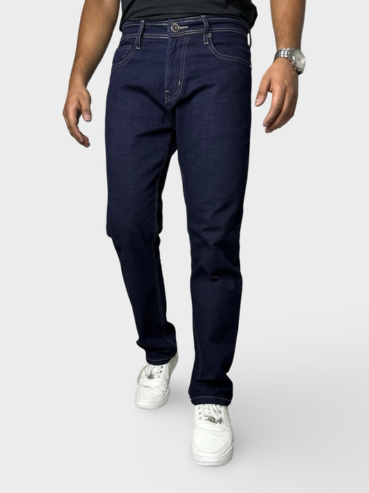 Men's Navy Blue Comfort Fit Raw Denim Jeans