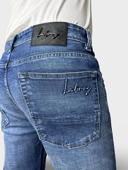 Men's Straight Fit Fade Blue Stretch Denim Jeans