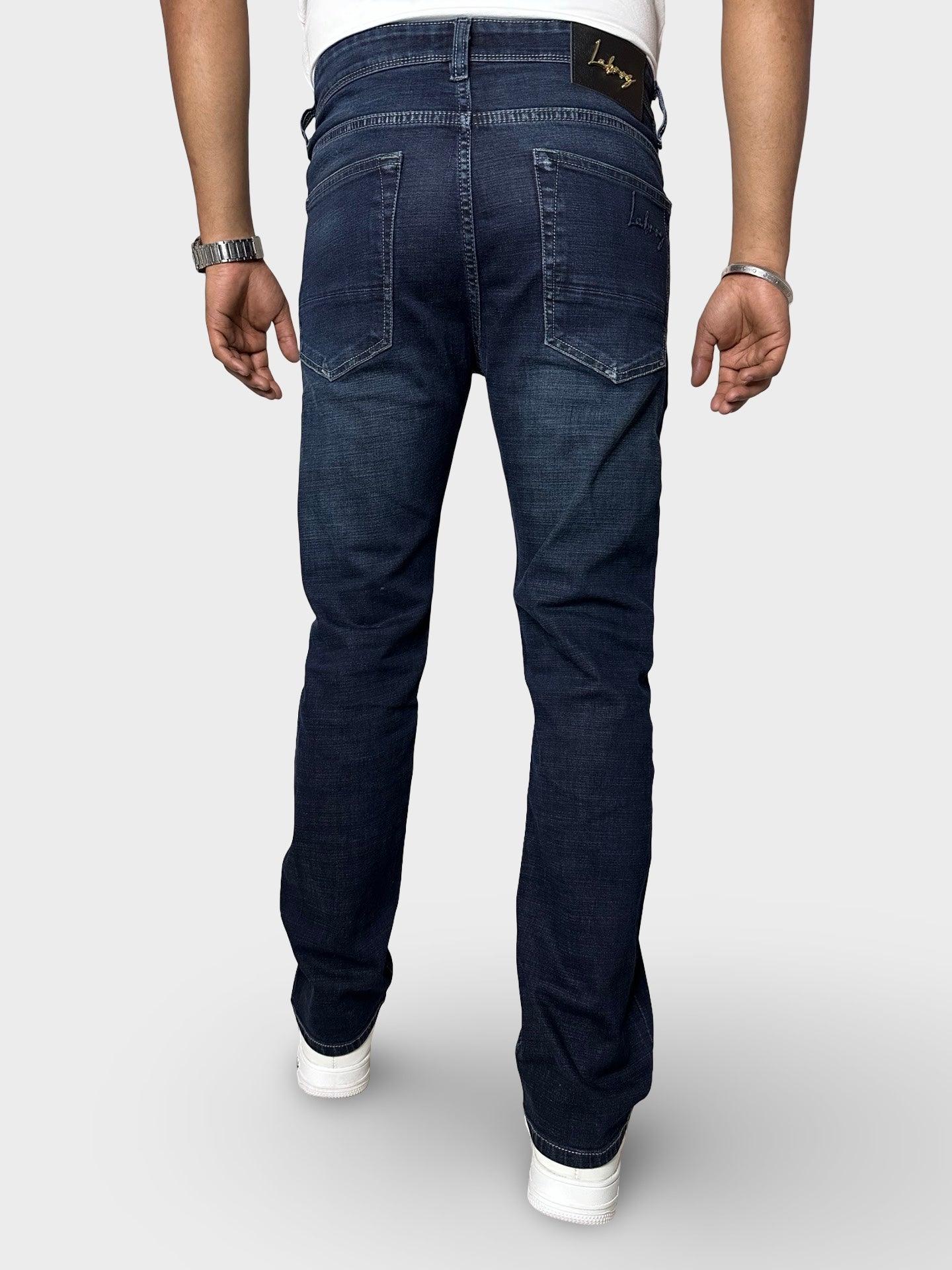 Men's Straight Fit Dark Blue Stretch Denim Jeans