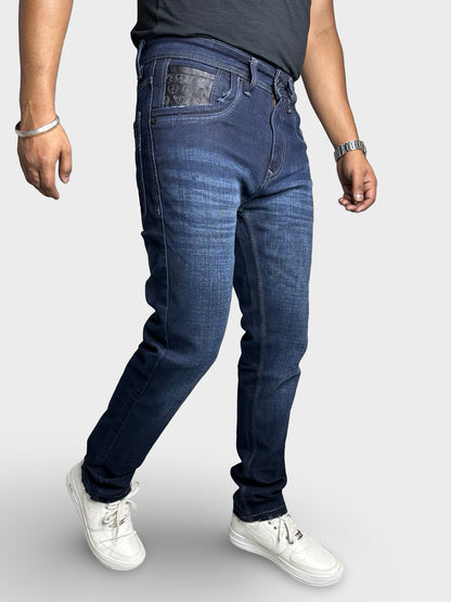 Men's Navy Blue Straight Fit Denim Jeans