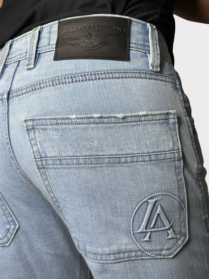Men's Ice Blue Straight Fit Denim Jeans